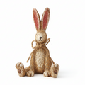 Sitting Rabbit with Jute Bow - White Background