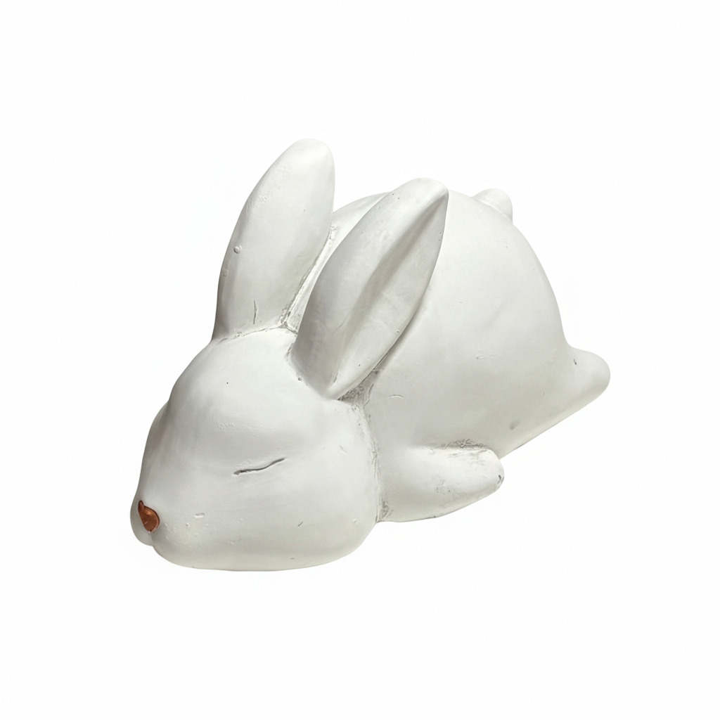Square white bunny figurines with background removed