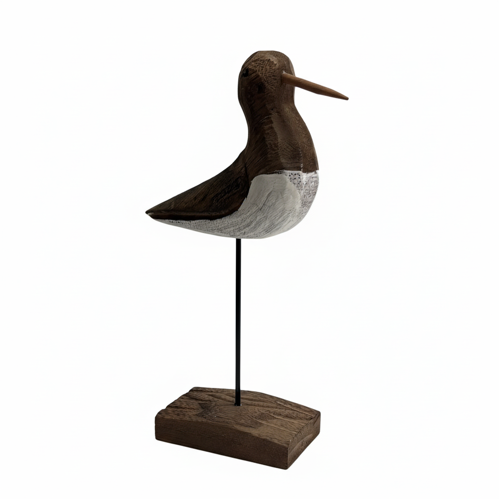 ![Square wooden bird sculpture with background removed