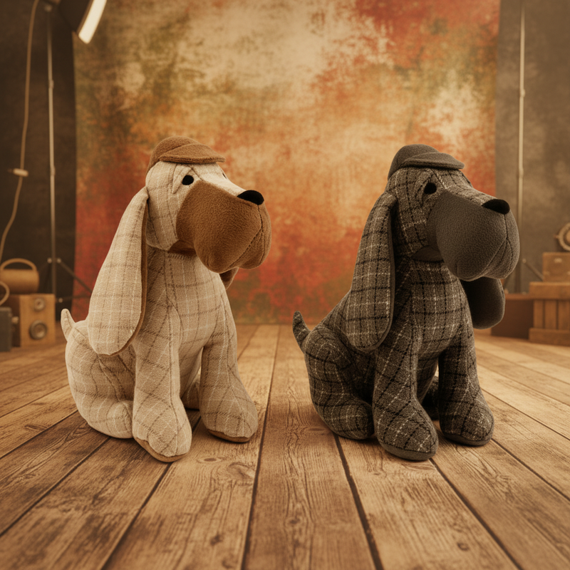 Tartan Dog Doorstops — Vintage Studio Background