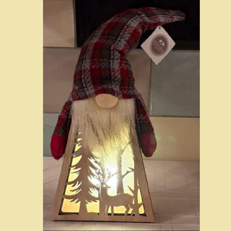 Light Up Tartan Gonk - LED Lantern Christmas Decoration with Tartan Hat