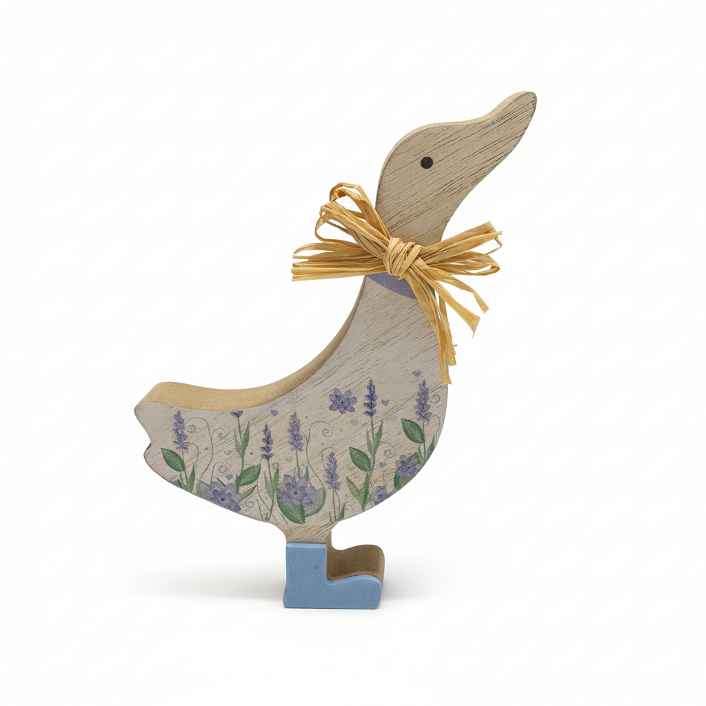 Wooden Duck Ornament - White Background Square